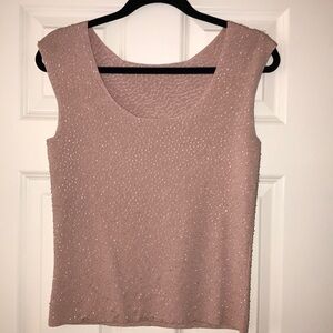 Ann Taylor beaded sleeveless shell dusty pink SzS
